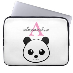 Cute Panda Bear Laptop Sleeve   Personalized 