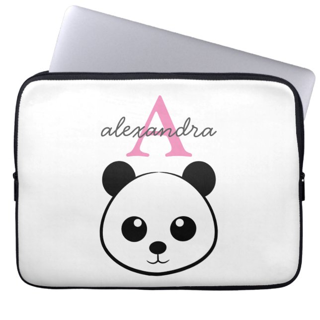 Cute Panda Bear Laptop Sleeve | Personalized  (Front)