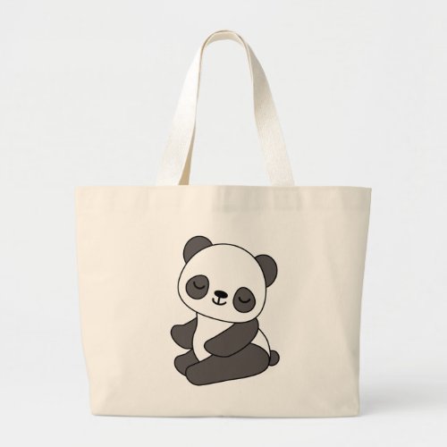 Cute Panda Bear    Large Tote Bag