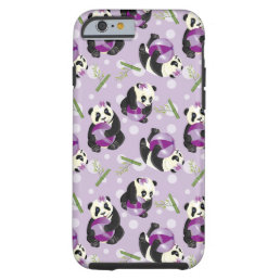 Cute Panda Bear Lavender Polka Dots Pattern Tough iPhone 6 Case