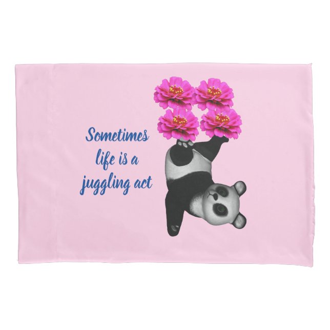Cute Panda Bear Life Is A Juggling Act  Pillow Case (Front)