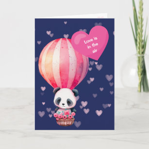 Cute Panda Bear Love in the Air Valentine Card