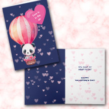 Cute Panda Bear Love in the Air Valentine Card