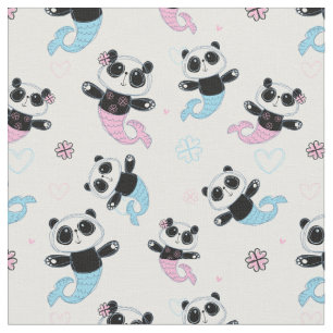 Cute Panda Bear Mermaids Fabric