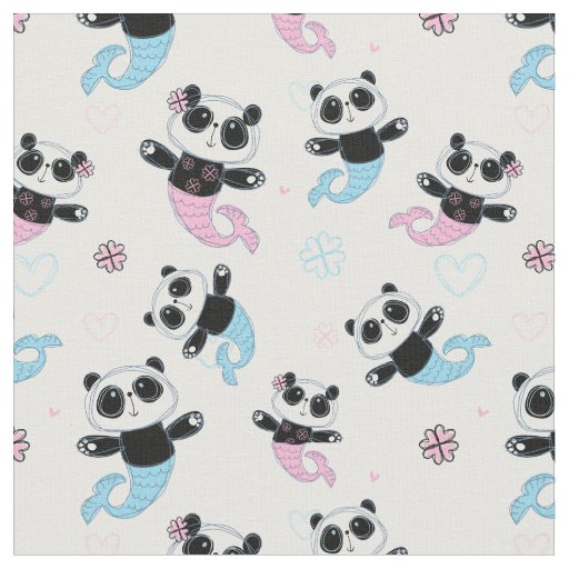 Cute Panda Bear Mermaids Fabric