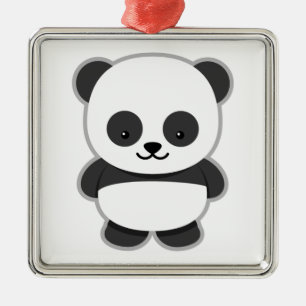 Cute Panda Bear Metal Ornament