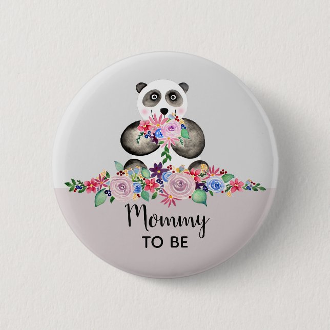 Cute Panda Bear Mommy To Be Baby Shower Button (Front)
