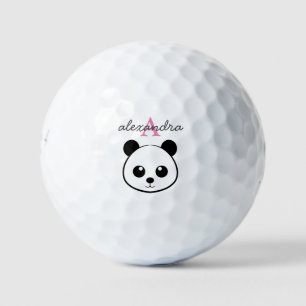 Cute Panda Bear Monogram Golf Balls – Personalized