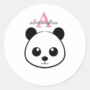 Cute Panda Bear Monogram Heart Sticker