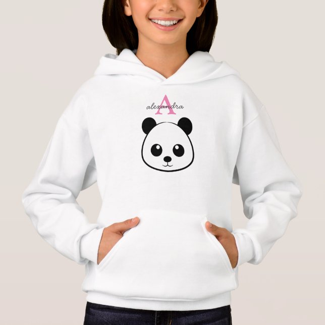 Cute Panda Bear Monogram Hoodie – Personalized  (Front)