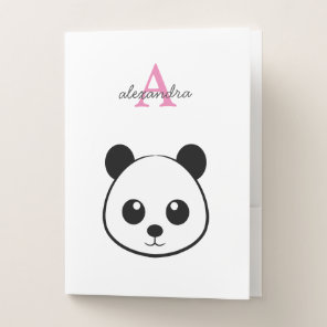 Cute Panda Bear Monogram Pocket Folder – Playful