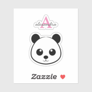 Cute Panda Bear Monogram Sticker – Personalized