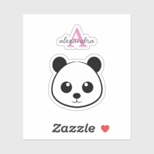 Cute Panda Bear Monogram Sticker – Personalized 