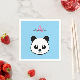 Cute Panda Bear Napkins – Personalized Monogram