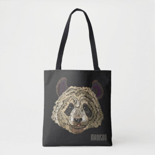 Cute Panda Bear Nature Animal Personalized Name Tote Bag