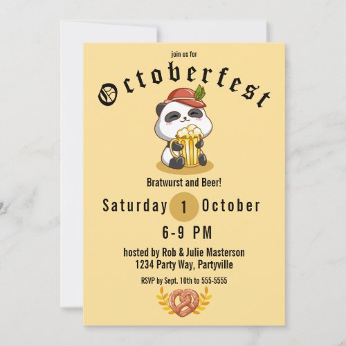Cute Panda Bear Oktoberfest Invitation