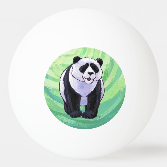 Cute Panda Bear on Green Ping-Pong Ball (Back)