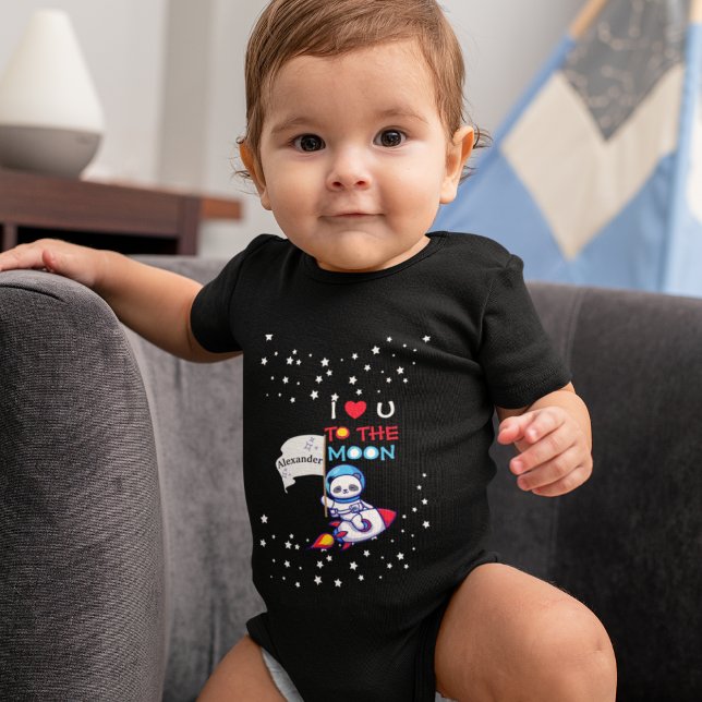 Cute Panda Bear On Rocket Ship Kids Personalized Baby Bodysuit (Creator Uploaded)