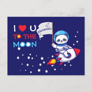 Cute Panda Bear On Rocket Ship Kids Personalized Postcard