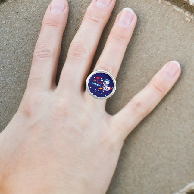 Cute Panda Bear On Rocket Ship Kids Personalized Ring (Creator Uploaded)