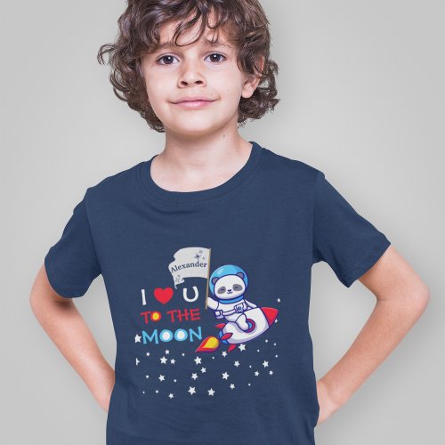 Cute Panda Bear On Rocket Ship Kids Personalized T_Shirt
