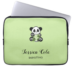 Cute panda bear pale green laptop sleeve