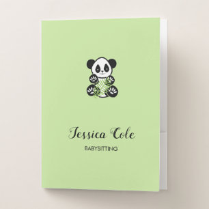 Cute panda bear pale green pocket folder