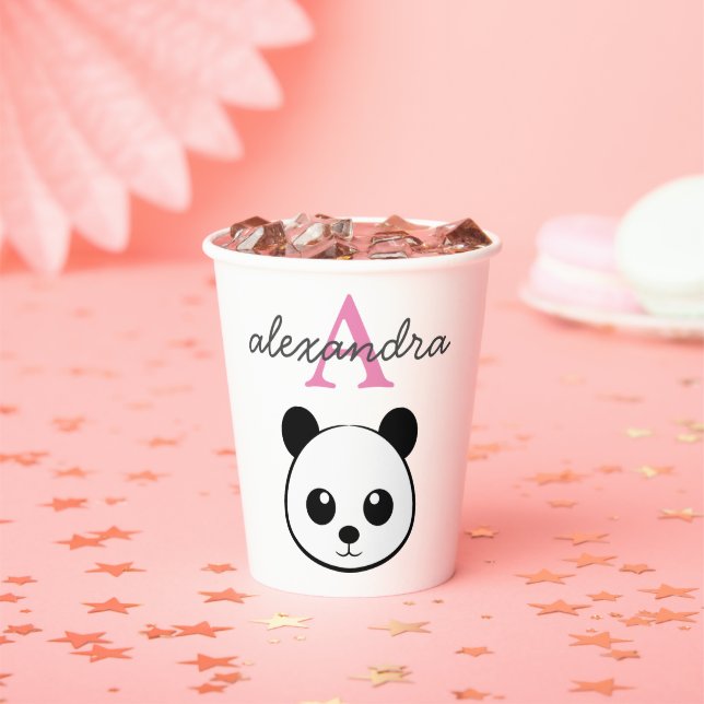 Cute Panda Bear Paper Cups – Personalized Monogram (Insitu)