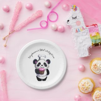 Cute Panda Bear Paper Plate