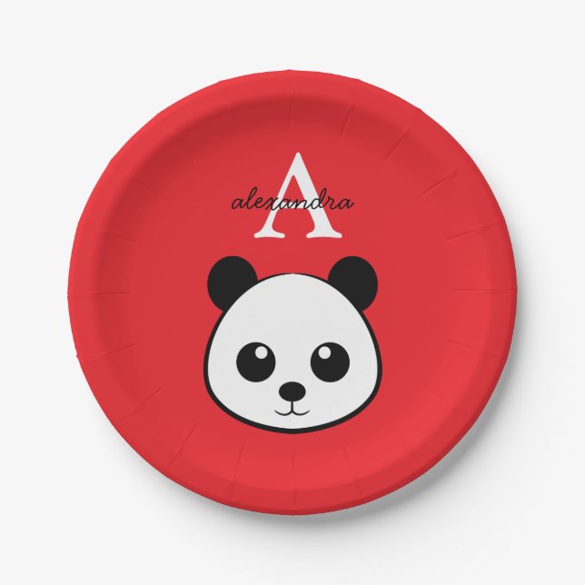 Cute Panda Bear Paper Plates – Personalized  (Front)