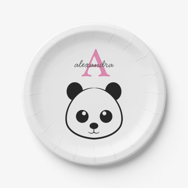 Cute Panda Bear Paper Plates – Personalized  (Front)