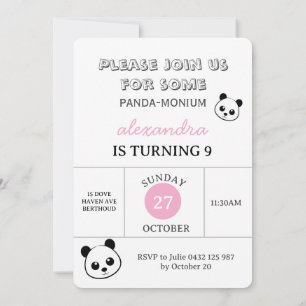 Cute Panda Bear Party Invitation – Personalized 