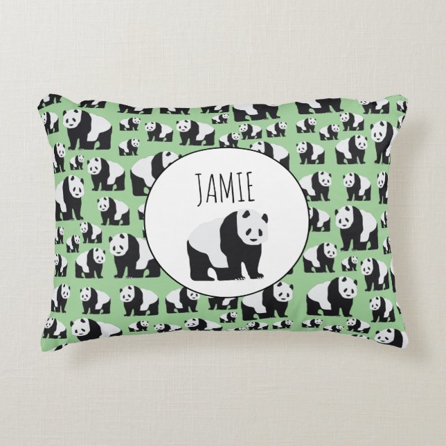 Cute Panda Bear Pattern Accent Pillow (Front)