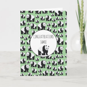 Cute Panda Bear Pattern Congratulations Card