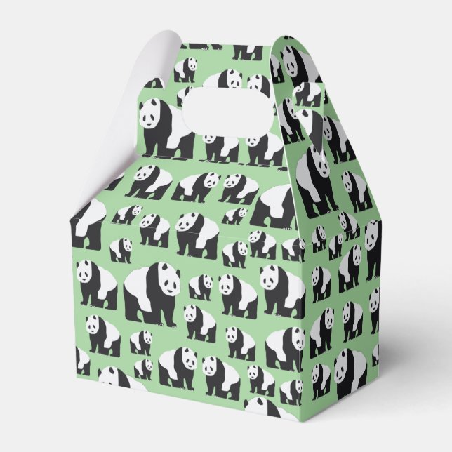 Cute Panda Bear Pattern Favor Boxes (Front Side)
