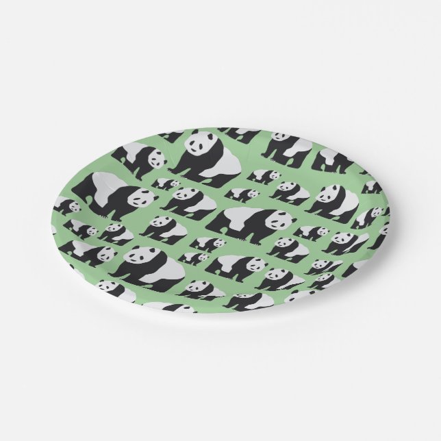 Cute Panda Bear Pattern Paper Plates (Angled)