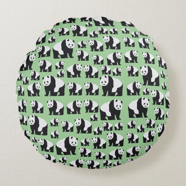 Cute Panda Bear Pattern Round Pillow (Front)