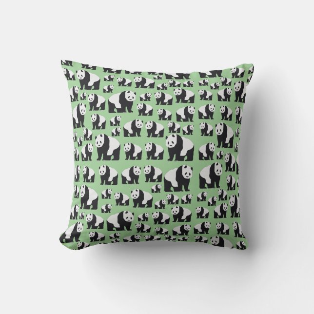 Cute Panda Bear Pattern Throw Pillow (Front)