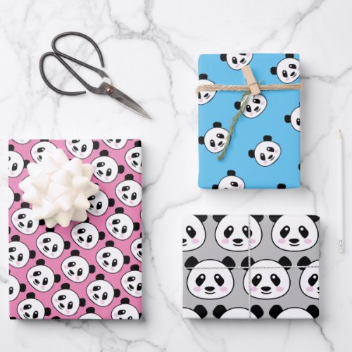 Cute panda bear pattern wrapping paper sheets