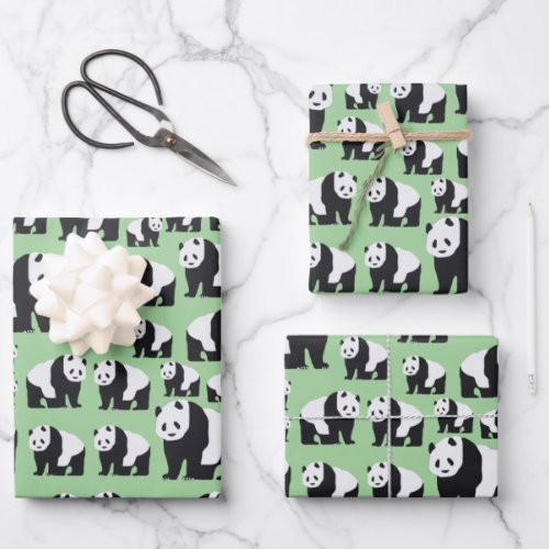 Cute Panda Bear Pattern Wrapping Paper Sheets