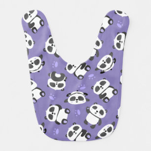 Cute panda bear paw blue background baby bib