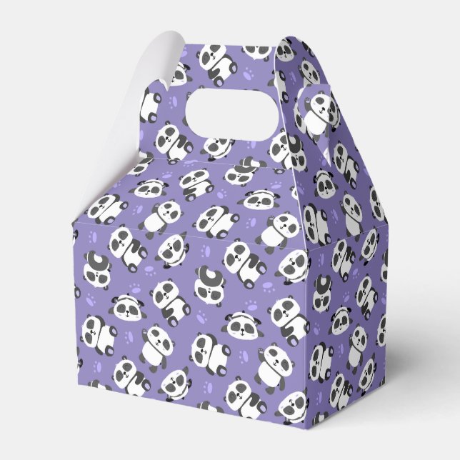 Cute panda bear paw blue background favor boxes (Front Side)