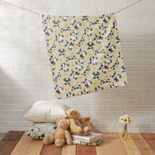 Cute panda bear paw cream background baby blanket