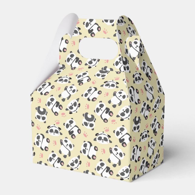 Cute panda bear paw cream background favor boxes (Front Side)
