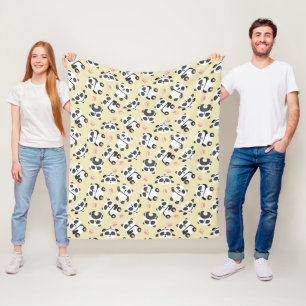 Cute panda bear paw cream background fleece blanket
