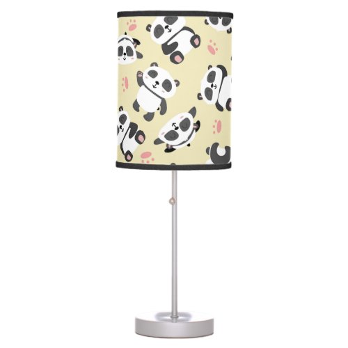 Cute panda bear paw cream background table lamp