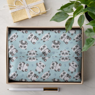 Cute panda bear paw cyan background tissue paper