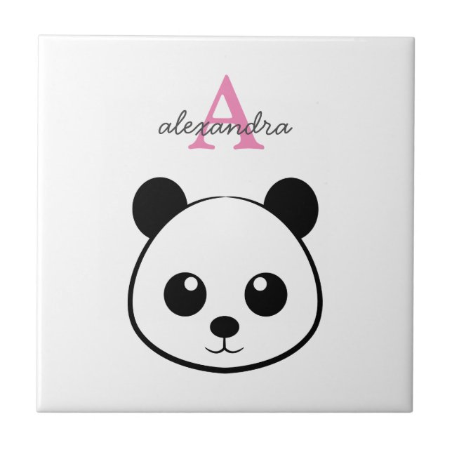 Cute Panda Bear Personalized Ceramic Tile – Custom (Front)