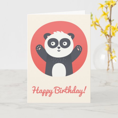 Cute Panda Bear _ Personalized Kids Birthday Card