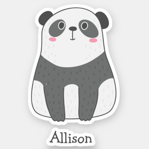 Cute Panda Bear _ Personalized Kids  Sticker